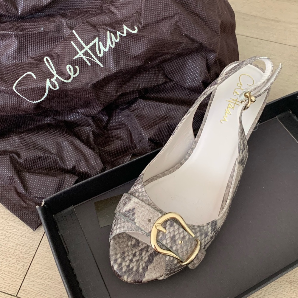 Snake skin peep toe heels